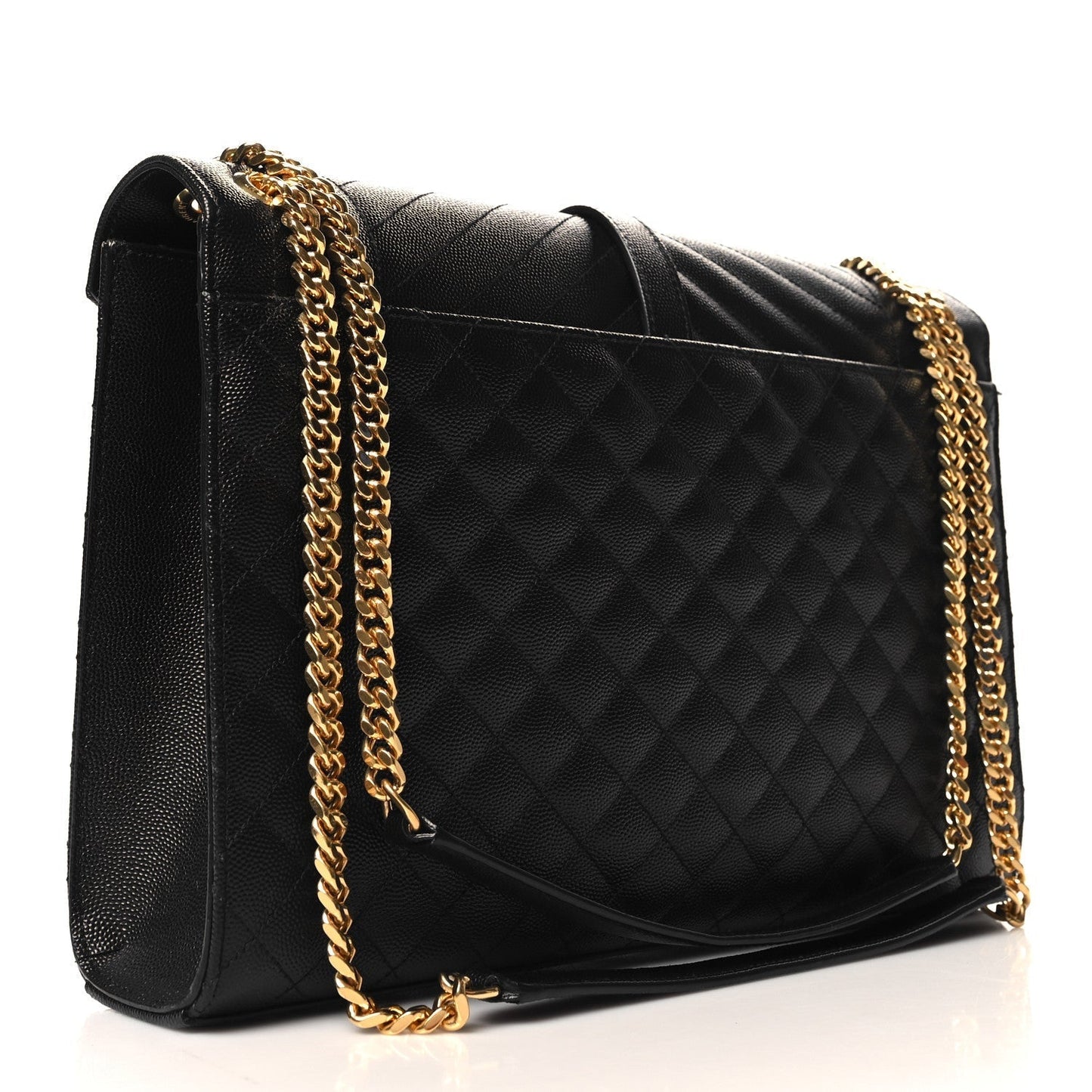 Saint Laurent Grain De Poudre Textured Mixed Matelasse Large Triquilt Monogram Satchel Black