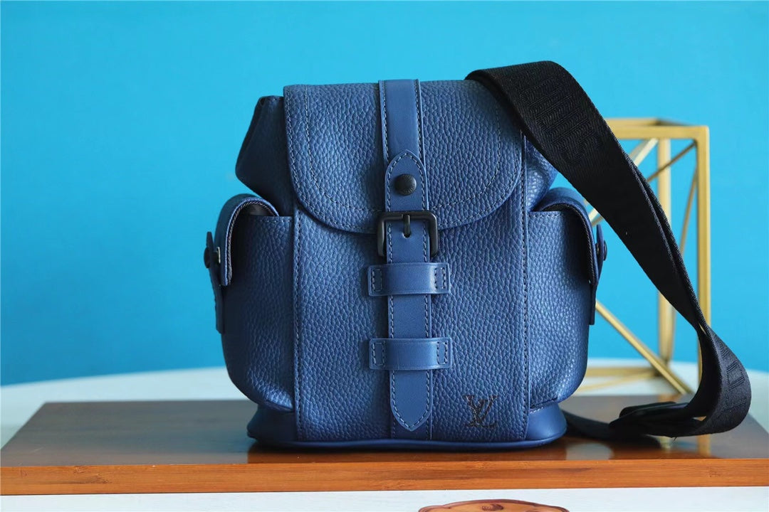 Top Quality Christopher XS Taurillon Blue For Men, Bags, Shoulder And Crossbody Bags 7.7in/19.5cm Top Quality