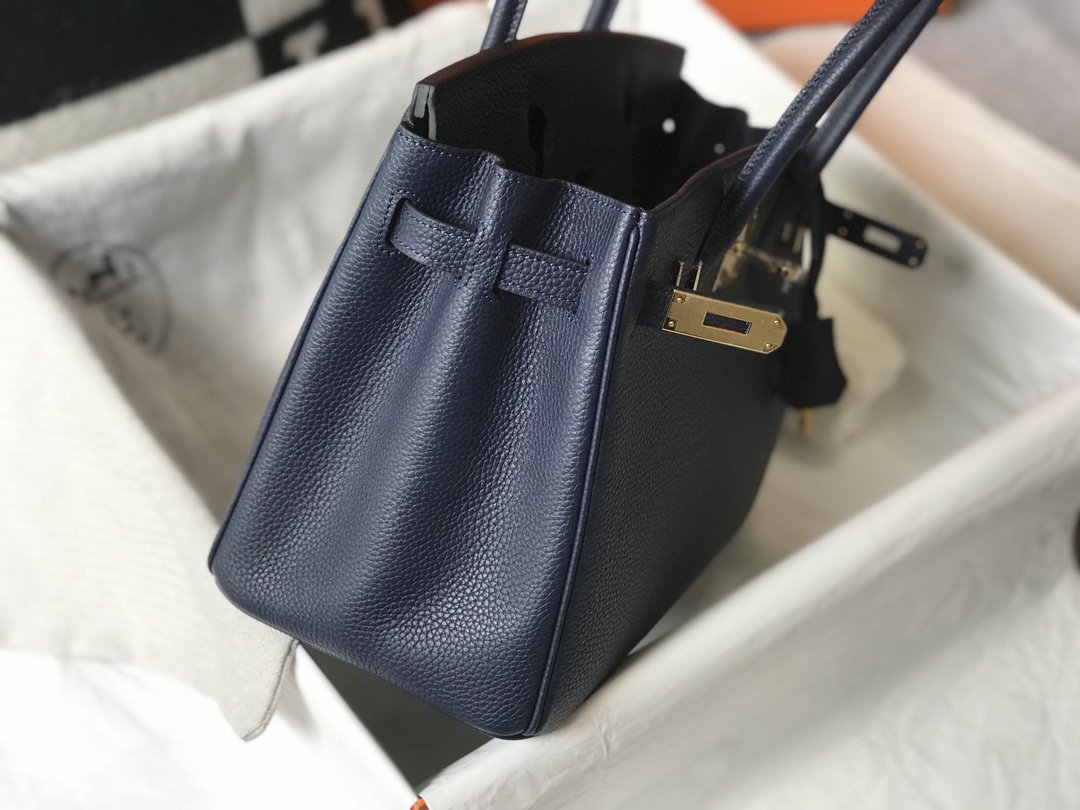 Top Quality Birkin Dark Blue For Women Gold-Toned Hardware 11in/30cm