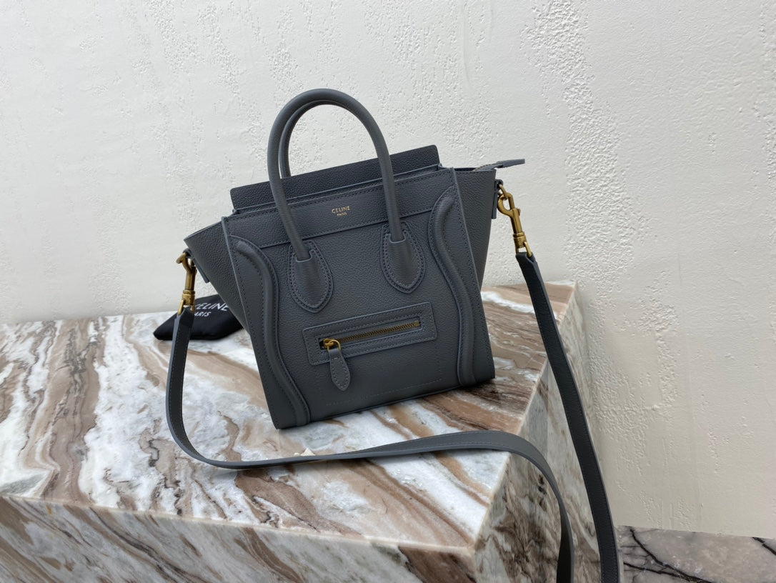 Top Quality Nano LuGucciage Bag In Drummed Grey For Women 8in/20cm 189243AQL.10KL