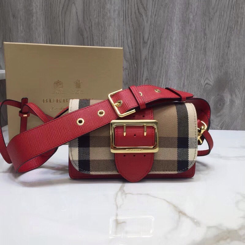 Top Quality The Small Buckle Bag In Ho Check Red For Women, Bags 7.5in/19cm