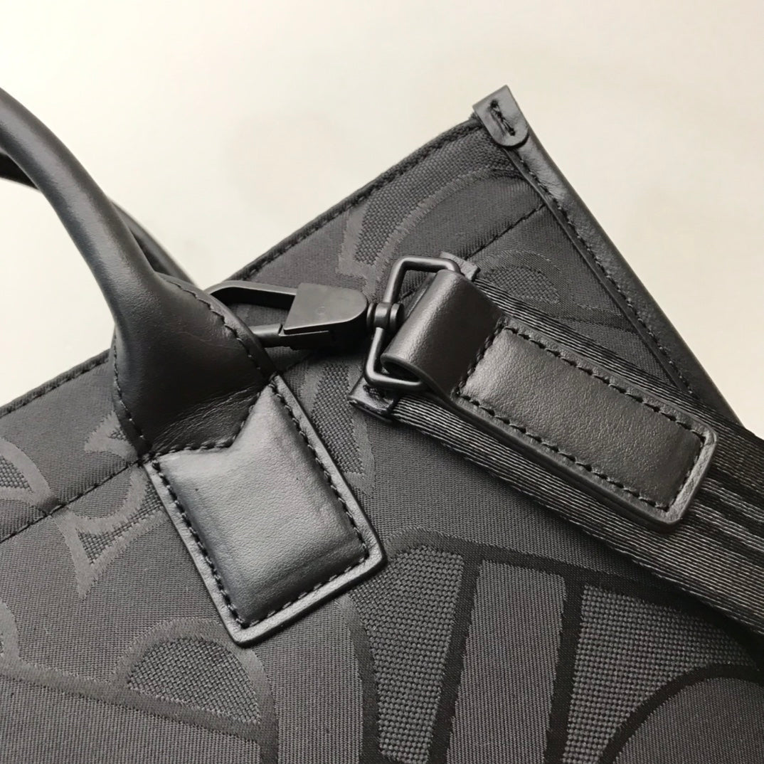 Top Quality Monogram Recycled Polyester Jacquard Tote Black For Women, Bags 14.8in/37.5cm
