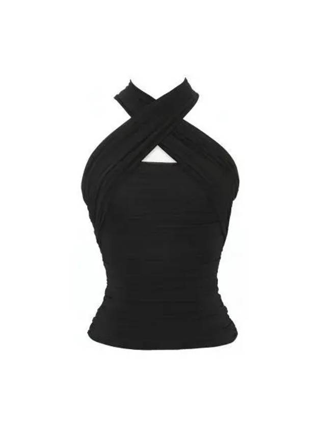 Luxury Saint Laurent Trending 2025 Wrinkle Jersey Sleeveless Black