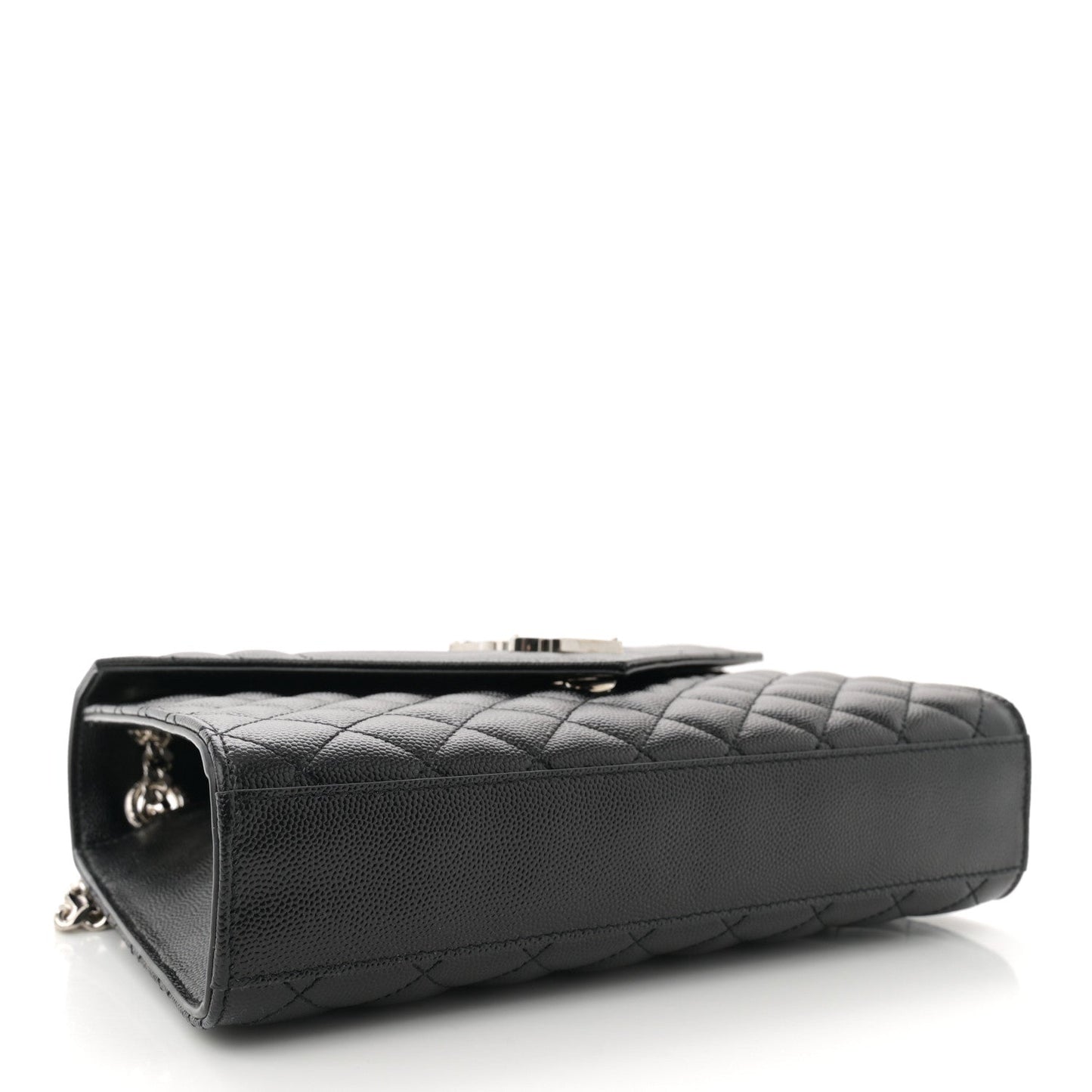 Saint Laurent Grain De Poudre Textured Mixed Matelasse Triquilt Medium Monogram Satchel Black