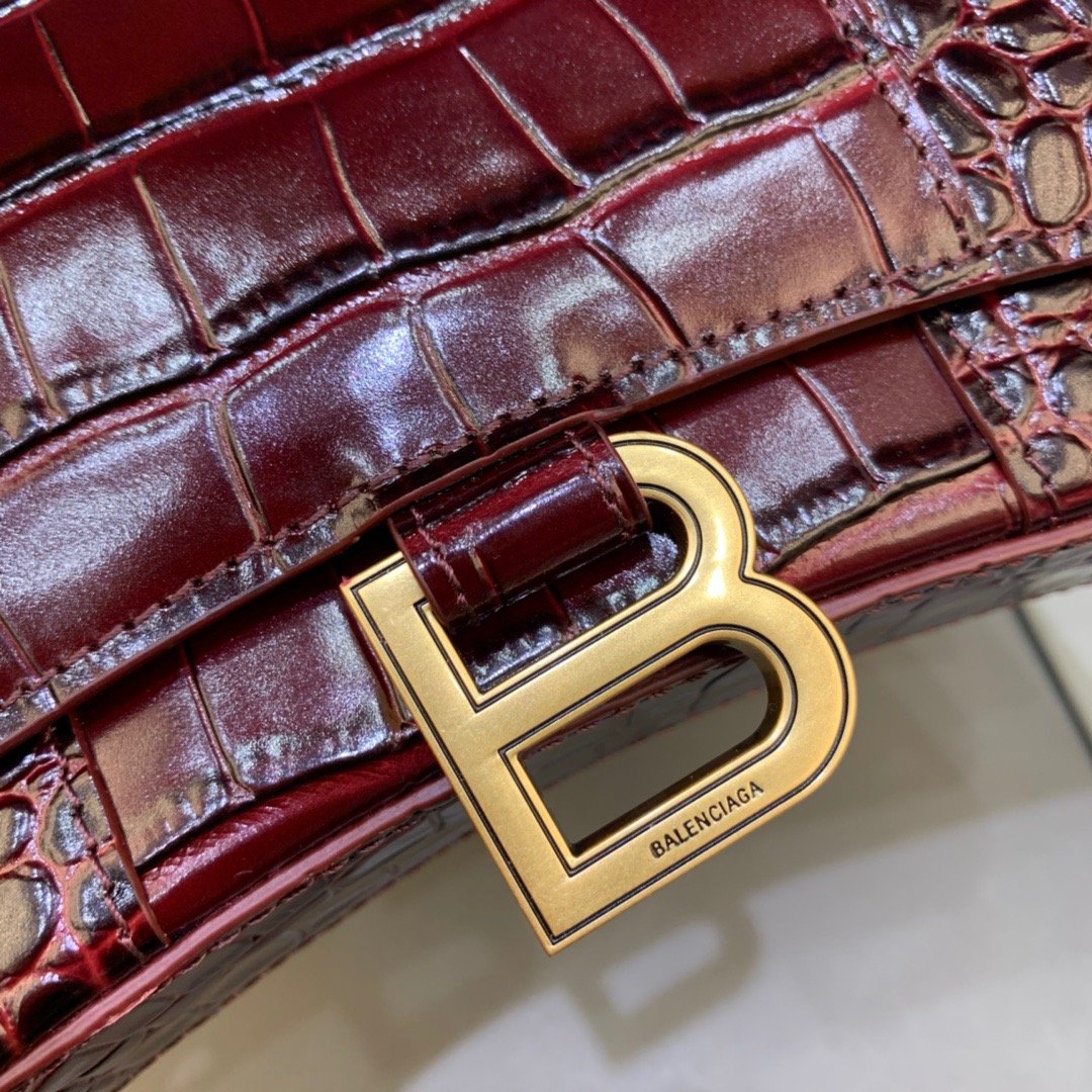 Top Quality Hourglass Wallet On Chain in Dark Red, For Women,  Bags 7.6in/19cm