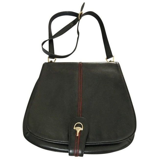 Gucci   Dark Navy Blue Leather With Red Leather And Equestrian Accents