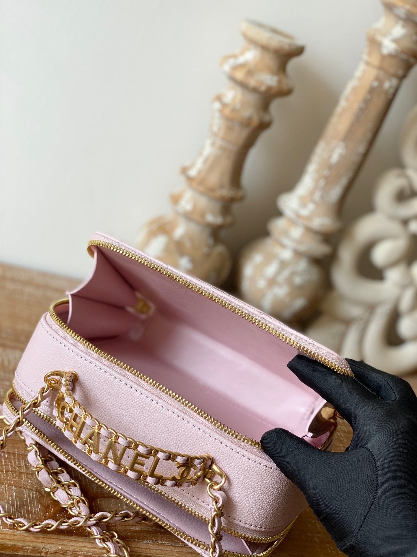 CHLSmall Vanity Case Gold Hardware Light PiNike For Women Handbags, Shoulder Bags 5.9in/15cm AS3228 