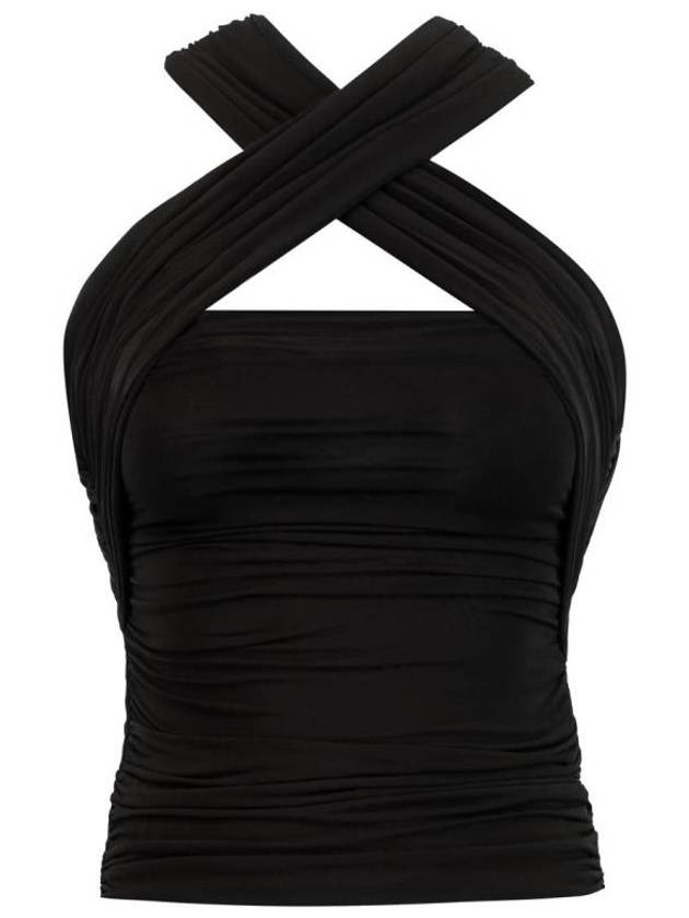 Luxury Saint Laurent Trending 2025 Wrinkle Jersey Sleeveless Black