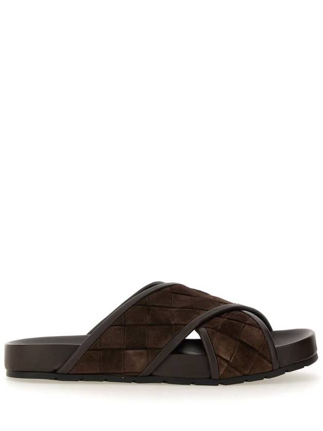 Luxury Bottega Veneta Tarik Suede Sandals Fondant