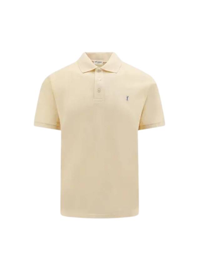 Luxury Saint Laurent Trending 2025 Men's Cassandre Cotton Polo Shirt Beige
