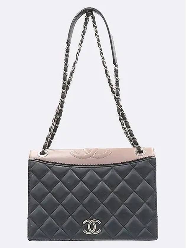 A93012 Brown Black Color Ballet Flap   Silver CC Chain Shoulder Bag Chanel