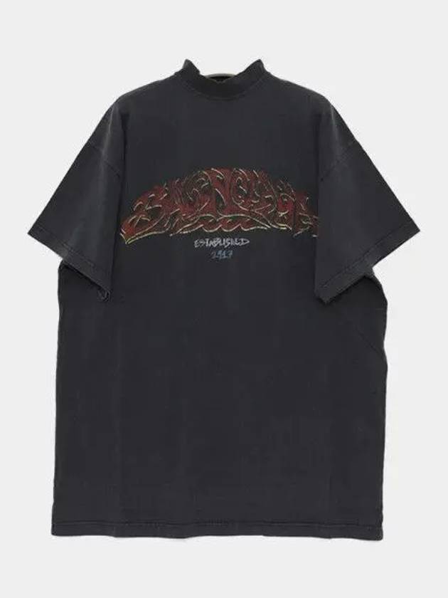 Luxury Balenciaga Trending 2025 Offshore Oversized Short Sleeve T-Shirt Black Faded