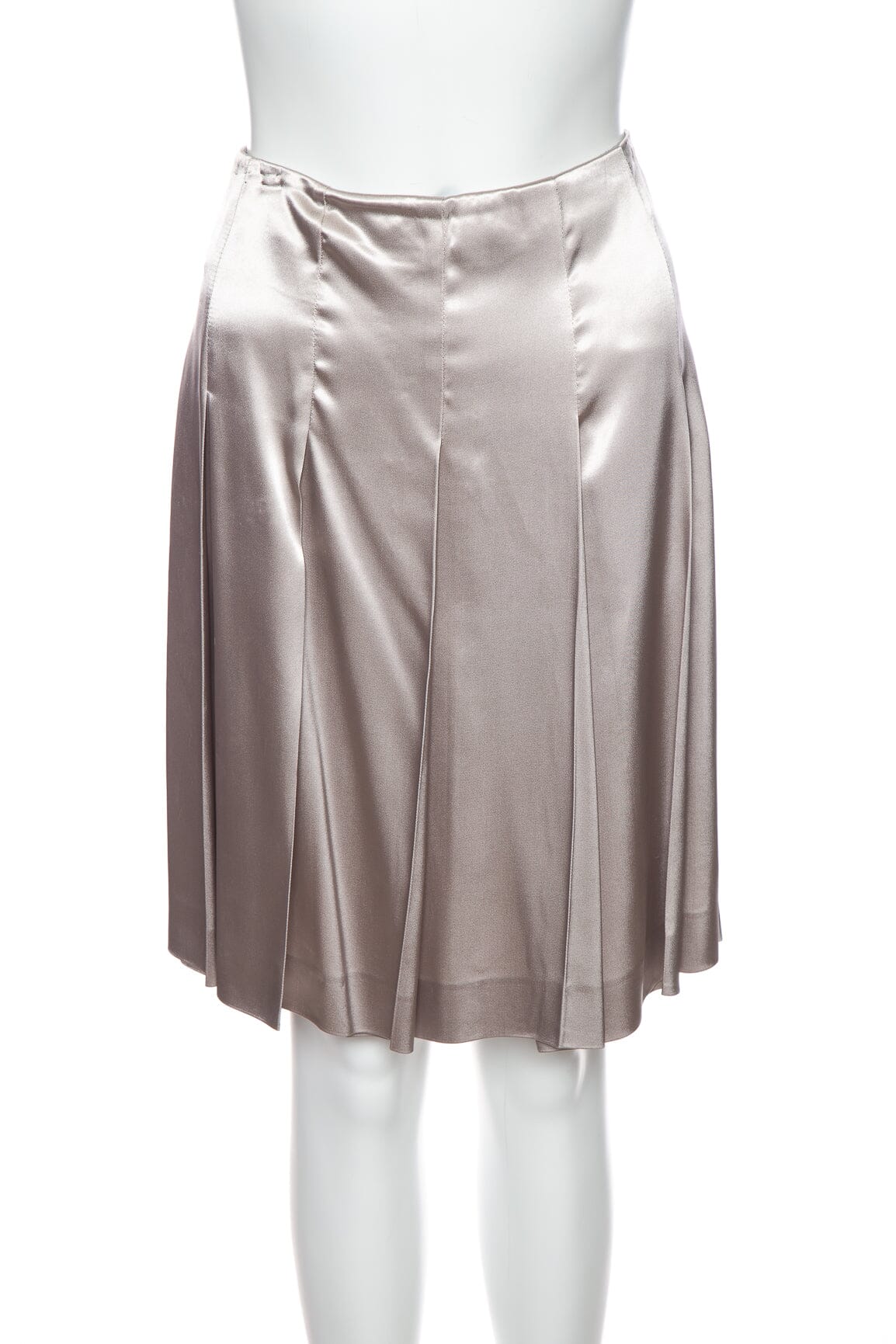Prada Silver Pleated Knee Length Skirt SZ 42