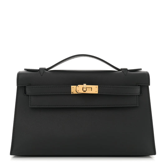 Hermes Swift Kelly Pochette Clutch Black