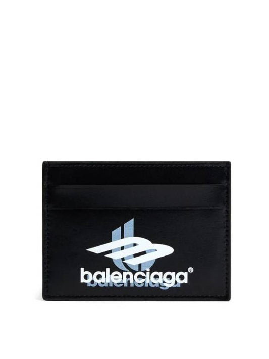 Luxury Balenciaga Trending 2025 Logo Print Leather Card Wallet Black