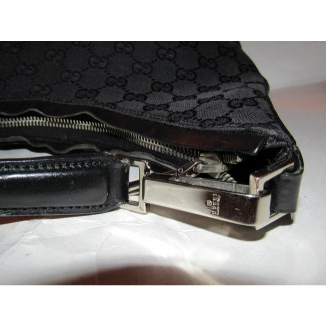 Gucci   Black Large G Logo Print Canvas And Leather Hobo Bag