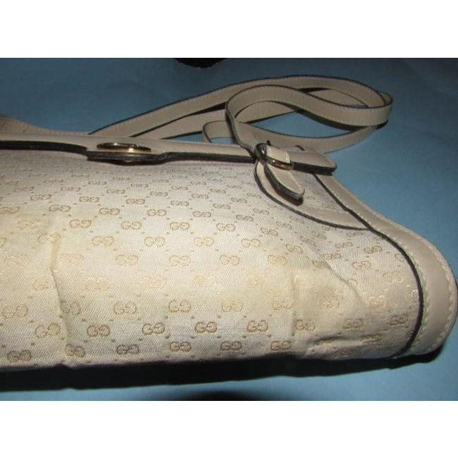 Gucci   White Small G Logo Print Canvas And White Leather