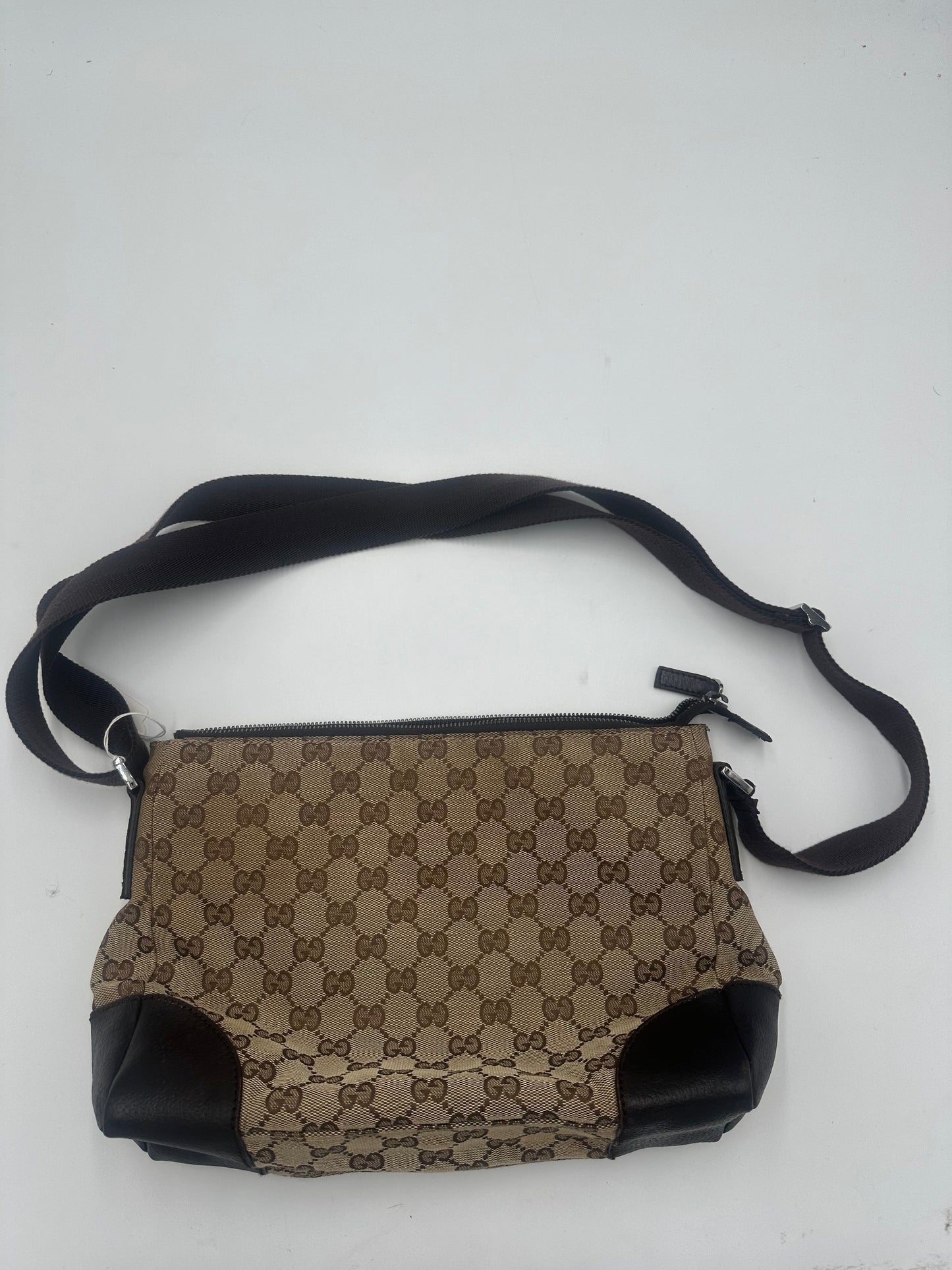 Gucci Front Pocket Messenger Bag Gg Canvas Beige Canvas Shoulder Bag Bag ( )