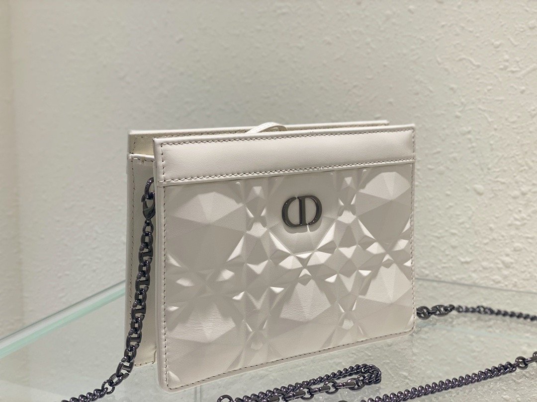 Top Quality Caro Zipped Pouch With Chain White, For Women, Womens Handbags 7.5in/19cm CD