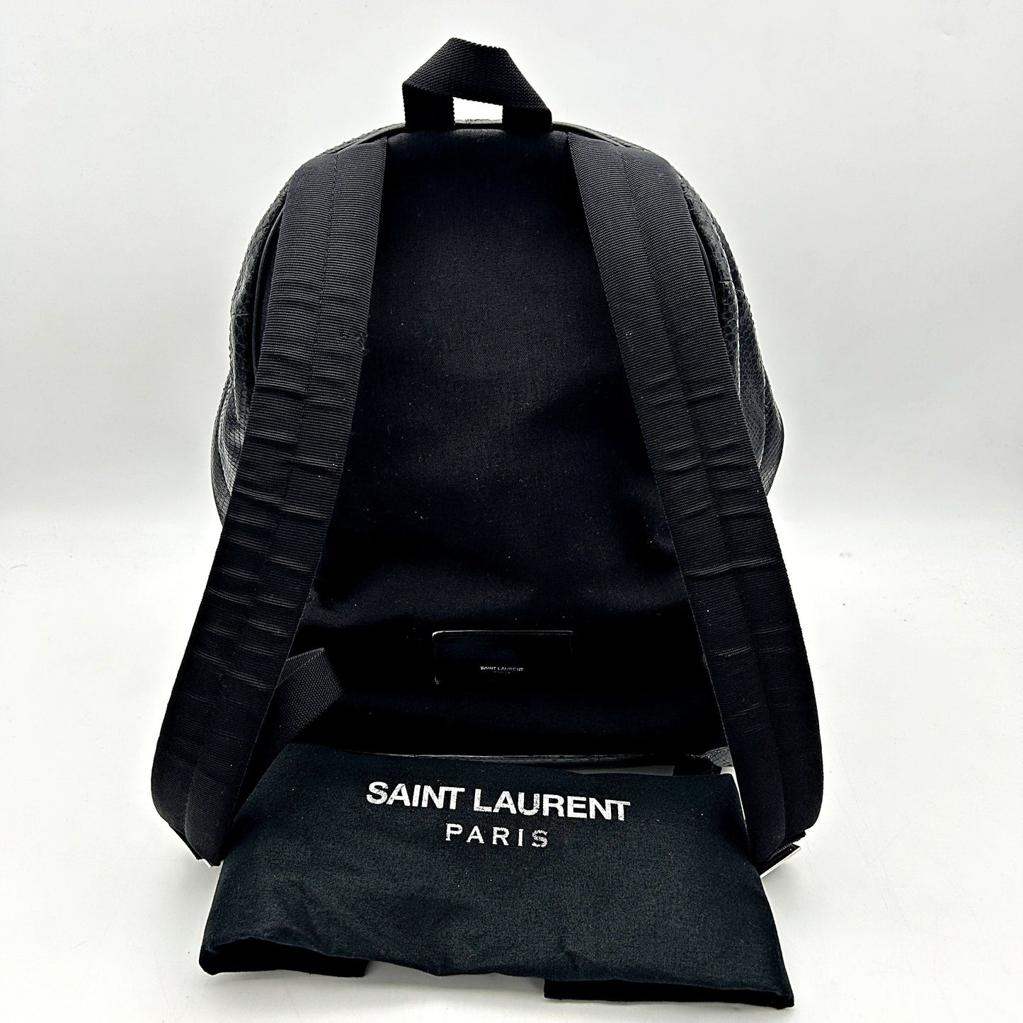 Saint Laurent City Backpack Python Embossed Leather Medium Black LA16175