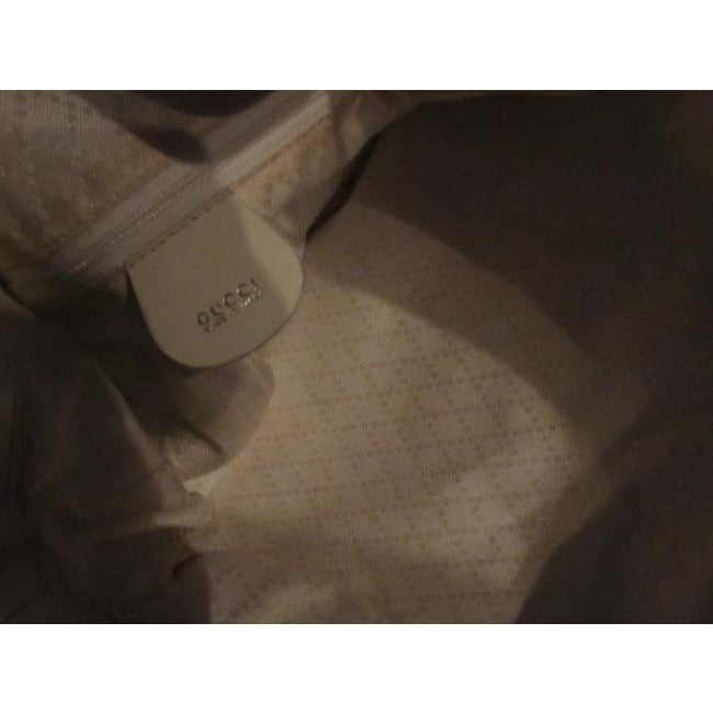 Gucci   White And Gg Leather Hobo Bag