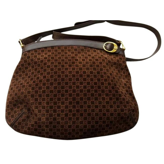 Gucci   Brown Leather And Gg Leather Hobo Bag