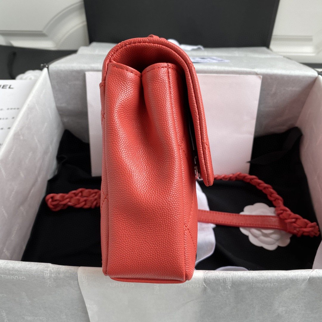 CHLFlap Bag Red Hardware Grained Red For Women, Women’s Handbags, Shoulder Bags 9in/24cm AS2303