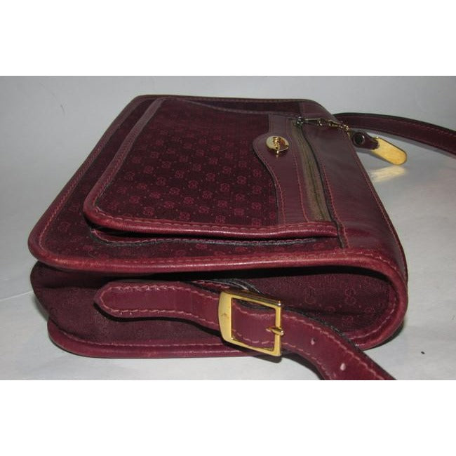 Gucci   Hobo Style Burgundy Small G Logo Print Canvas And Burgundy Leather