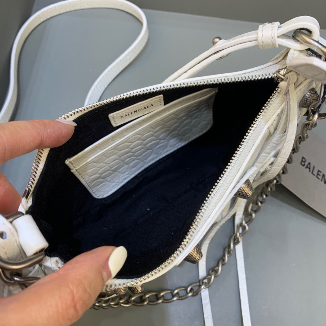Top Quality Le Cagole Mini Bag With Chain In White, For Women,  Bags 8.2in/21cm