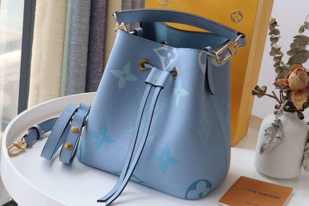 Top Quality NeoNoe BB Bucket Bag Monogram Empreinte Blue For Women, Womens Handbags, Shoulder Bags 7.9in/20cm Top Quality M45709