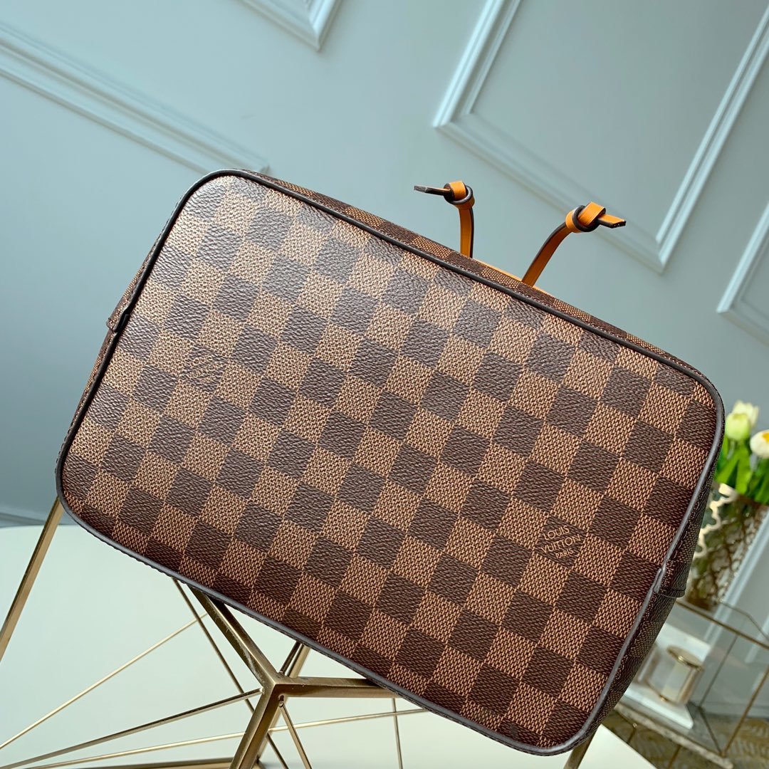 Top Quality NeoNoe MM Bucket Bag Damier Ebene Canvas Safran Yellow For Women,  Shoulder And Crossbody Bags 10.2in/26cm Top Quality N40213