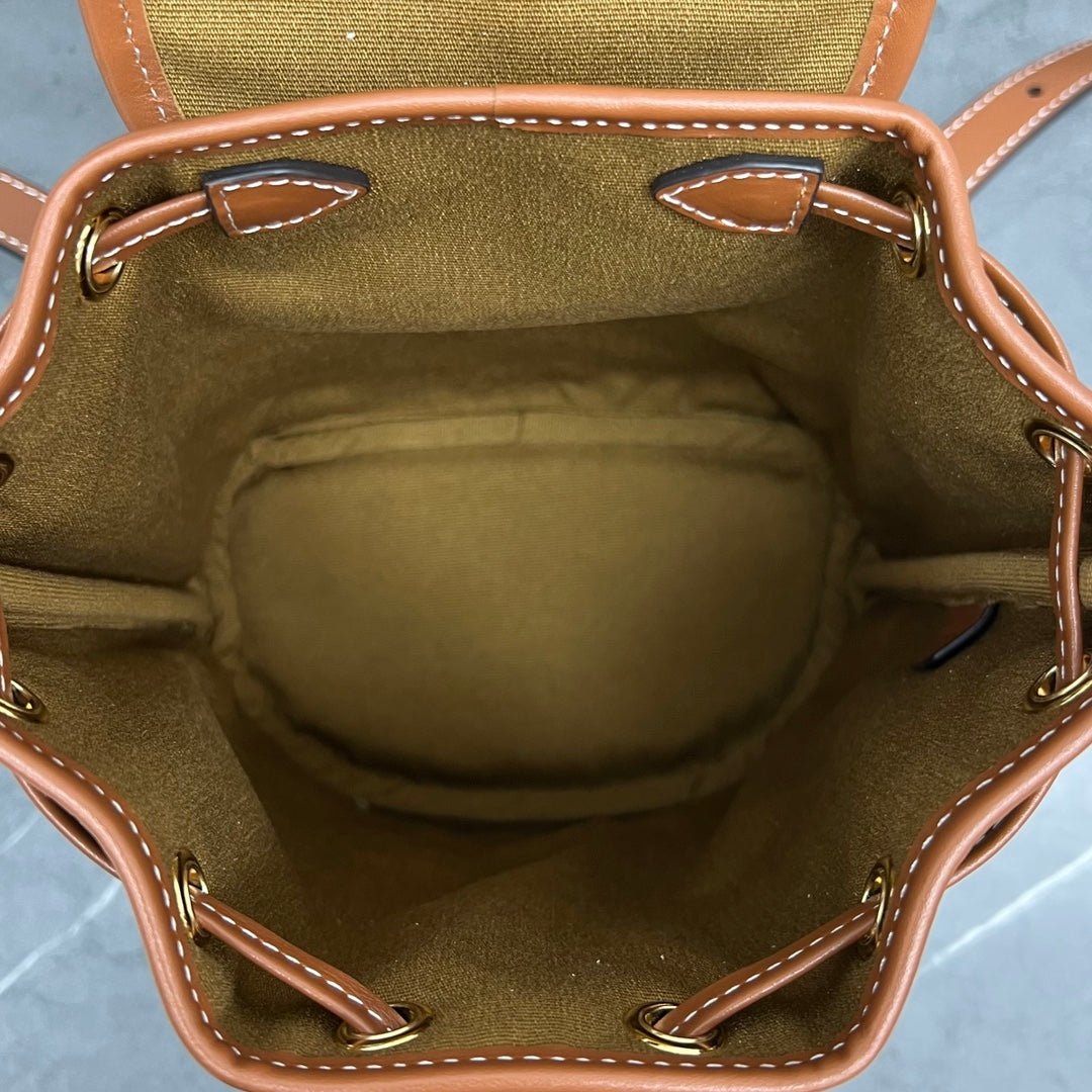 Top Quality Mini Backpack Folco In Triomphe Canvas With Triomphe Heart Embroidery Brown For Women 8in/20cm 197662EF3.04LU