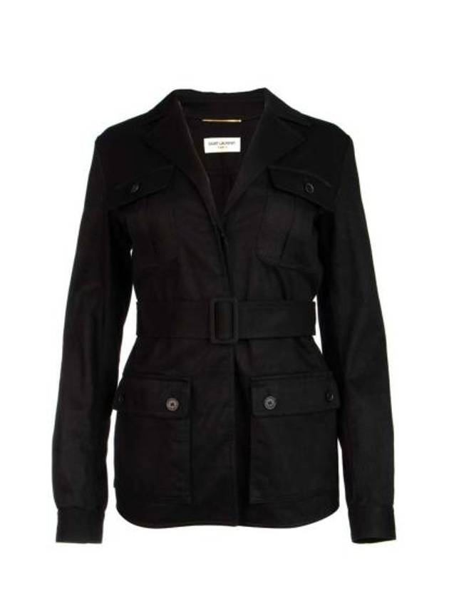 Luxury Saint Laurent Trending 2025 Safari Cotton Gabardine Linen Jacket Black