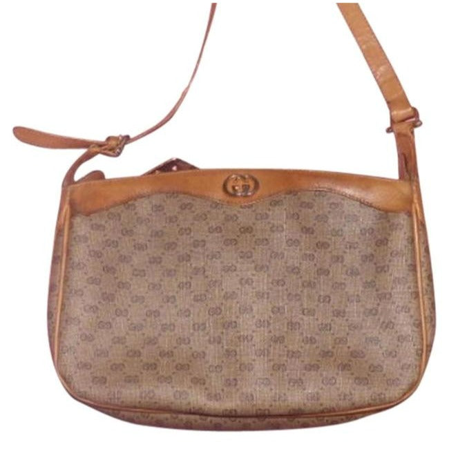 Gucci   Browns Coated Canvas And Leather Shoulder Bag