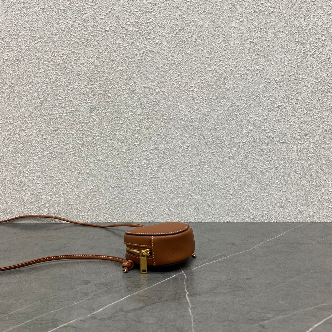 Top Quality Small Heart Crossbody Bag Tan For Women 3in/8cm 10J113DZW.04LU