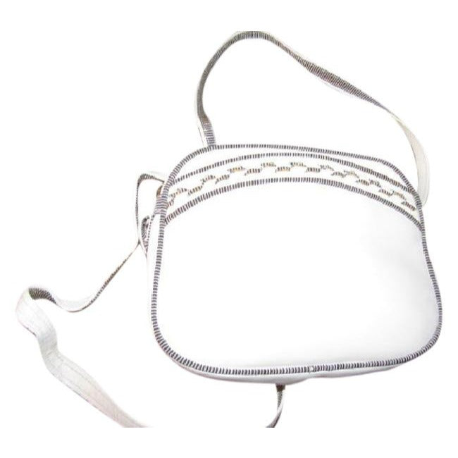 Gucci   White Leather With Black And White Piping Cross Body Bag