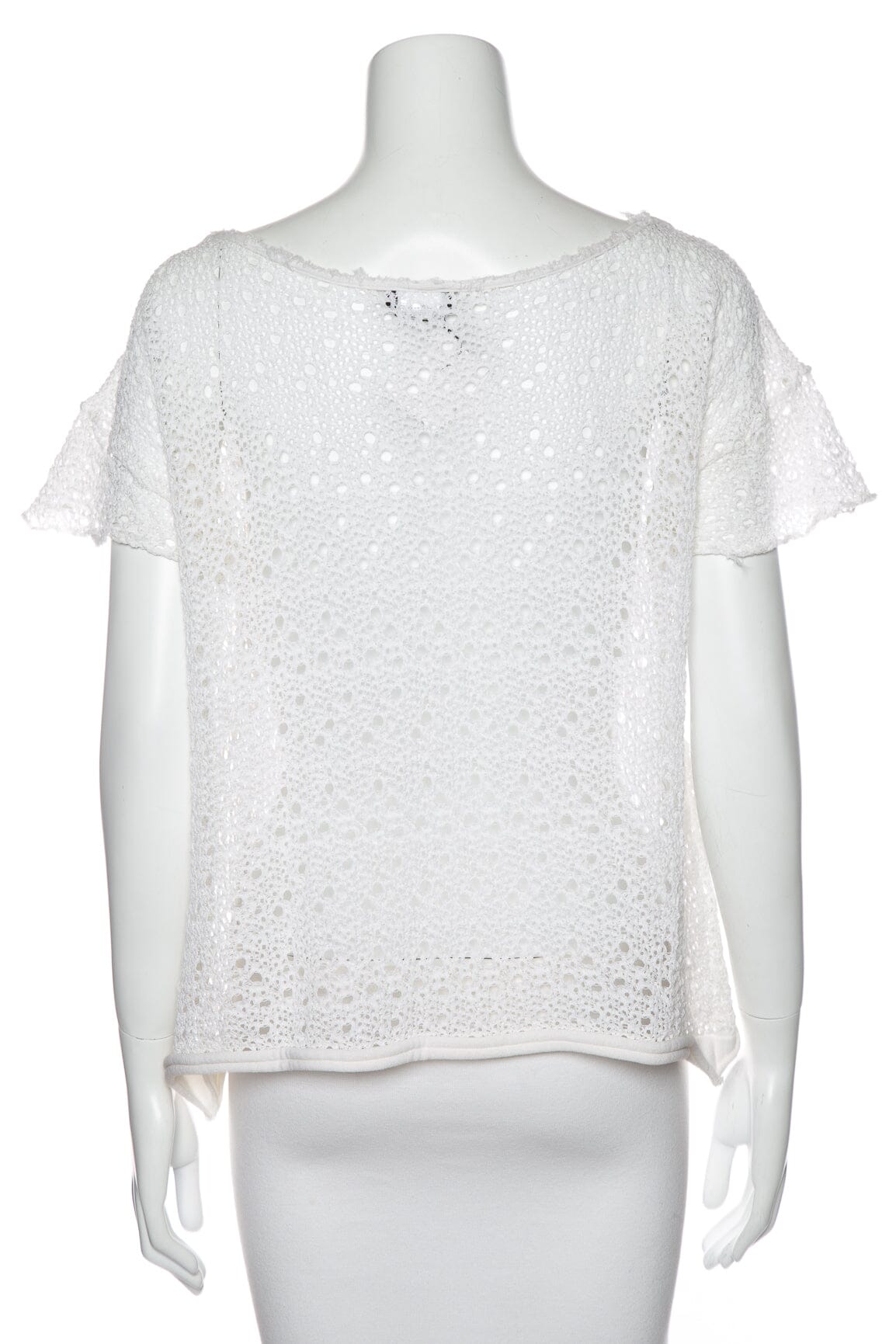 Chanel White Short Sleeve Crochet Blo  SZ M