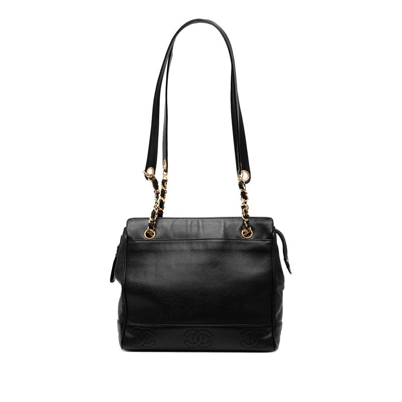 Chanel Triple Coco Mark Caviar Tote Bag