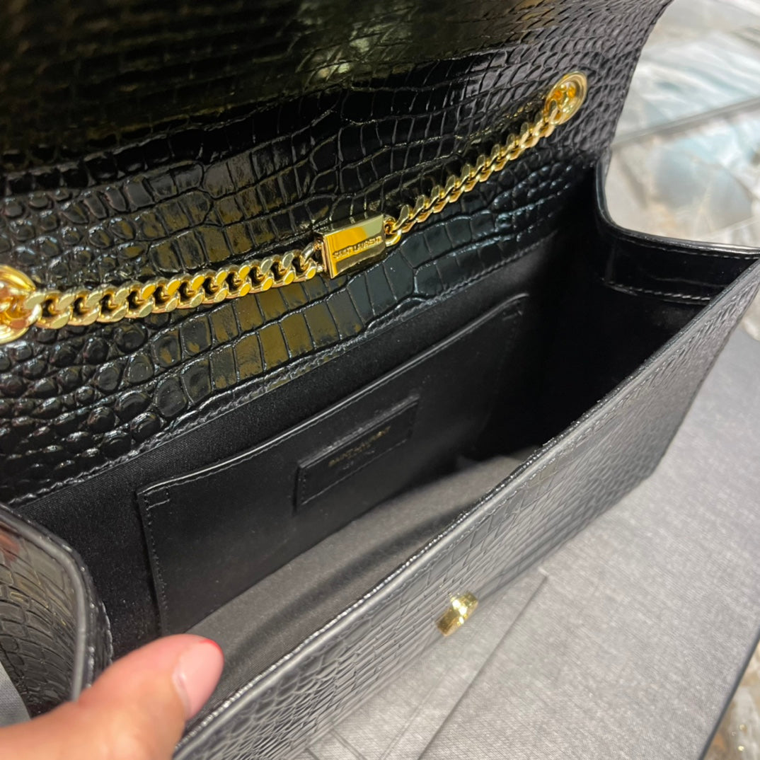 YSSL Kata Medium Chain Bag Black With Tassel For Women 9in/24cm YSL 354119DND0J1000