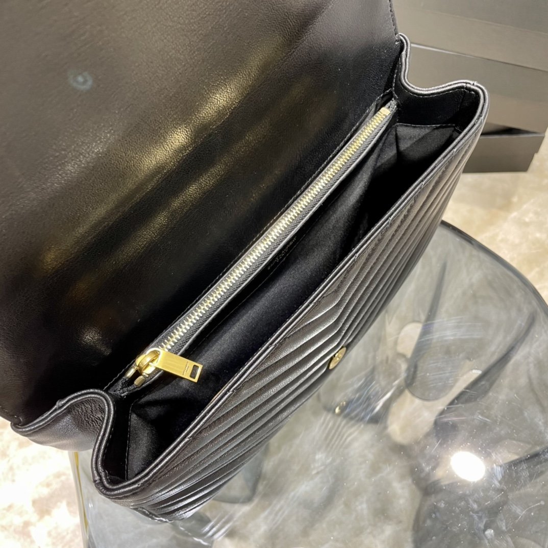 Top Quality College Large Chain Bag Black With Gold Hardware For Women 12.6in/32cm YSL 600278BRM071000