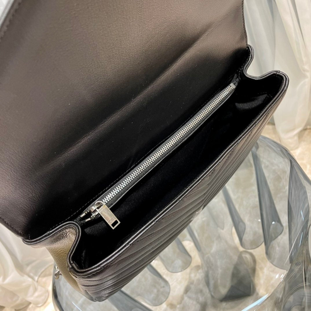 Top Quality College Large Chain Bag Black With Silver TonedHardware For Women 12.6in/32cm YSL 600278BRM041000