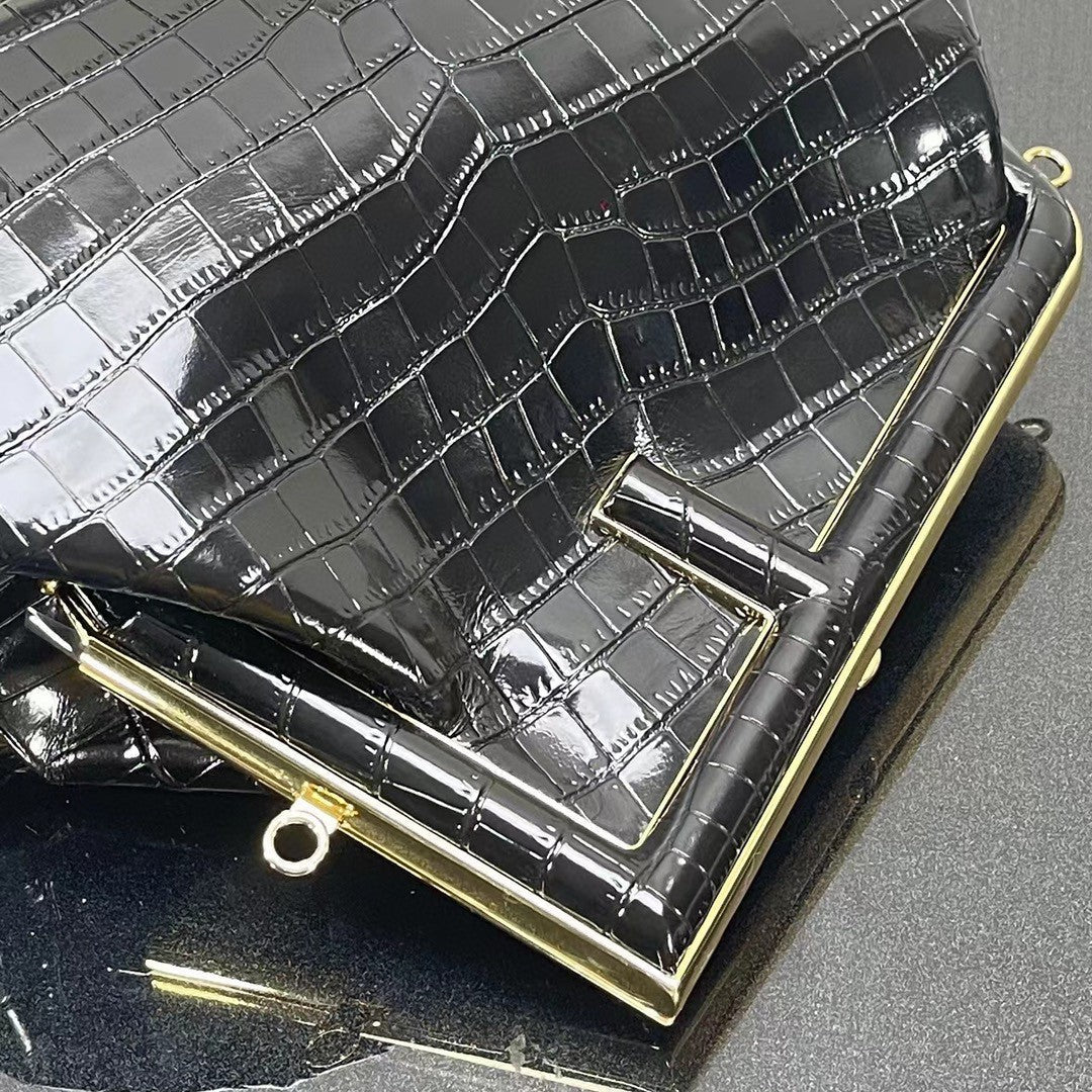 Top QualityTop Quality Top QualityTop Qualityrst Medium Black Crocodile Bag For Woman 32.5cm/13in