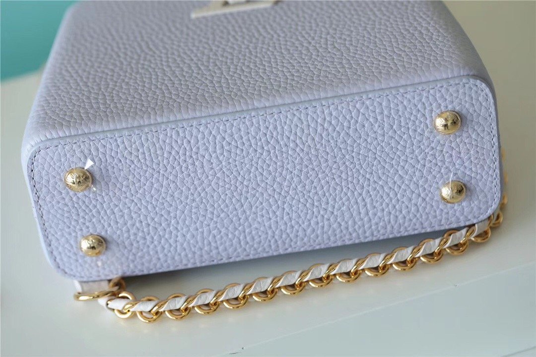 Top Quality Capucines Mini Taurillon Light Blue/ Creme For Women,  Shoulder And Crossbody Bags 21cm/8.3in Top Quality