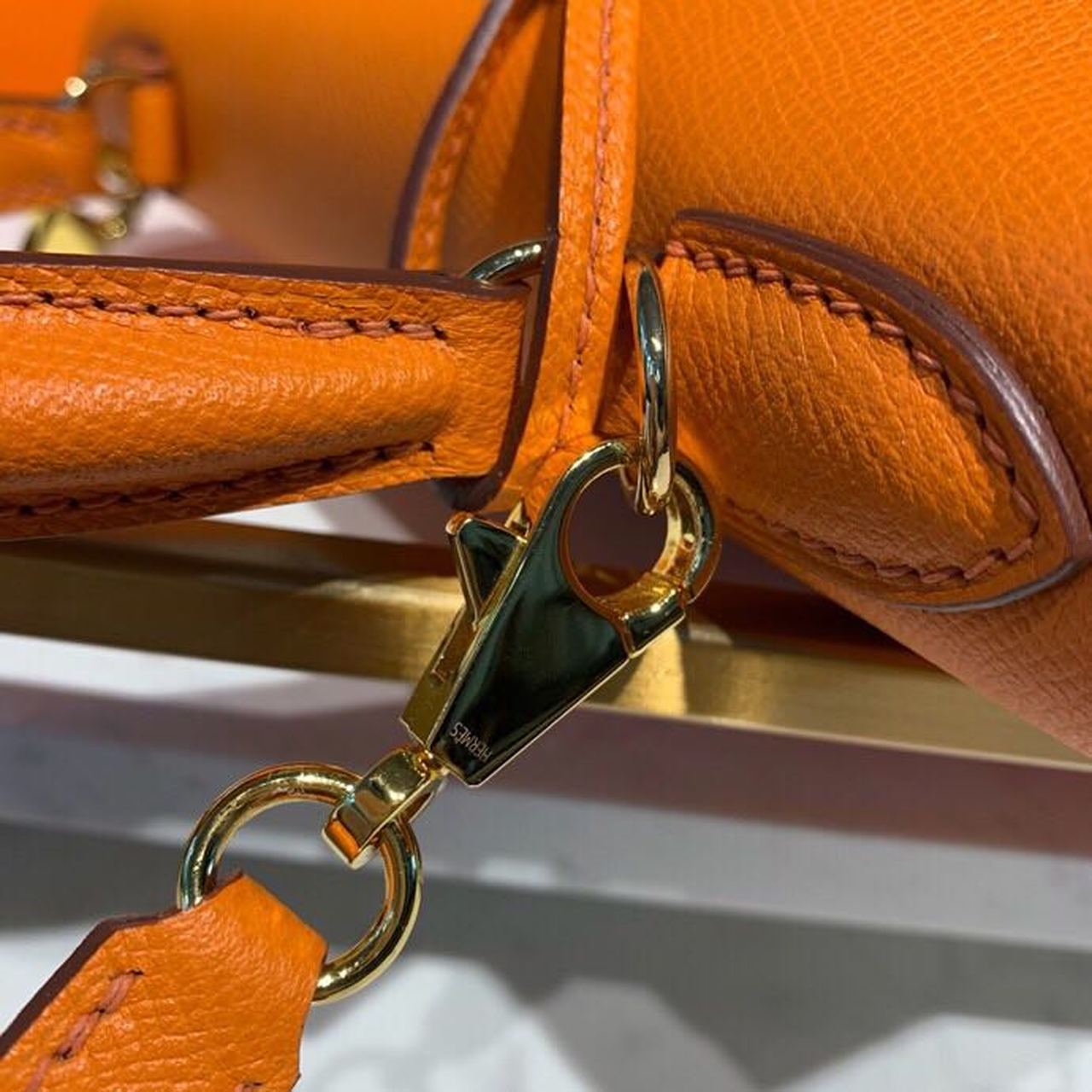 Top Quality Kelly Orange For Women Gold Toned Hardware 10in/25cm