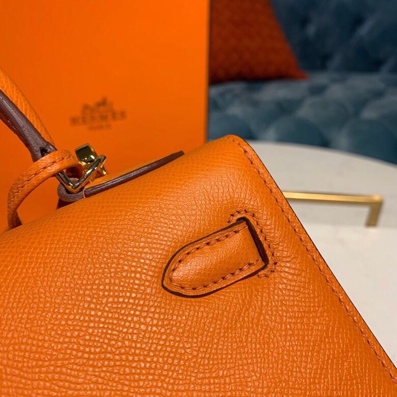 Top Quality Kelly Orange For Women Gold Toned Hardware 10in/25cm