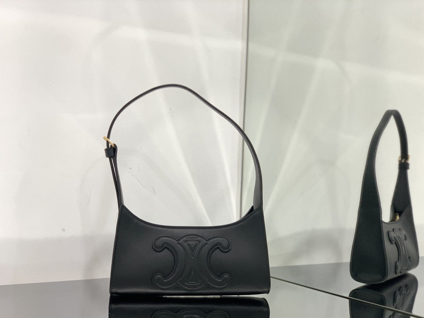 Top Quality Cuir Triomphe Bag Black For Women 9in/24cm