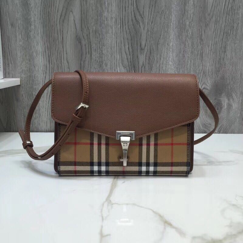 Top Quality Small  Check And Crossbody Bag Brown For Women, Women’s Bags 9in/24cm
