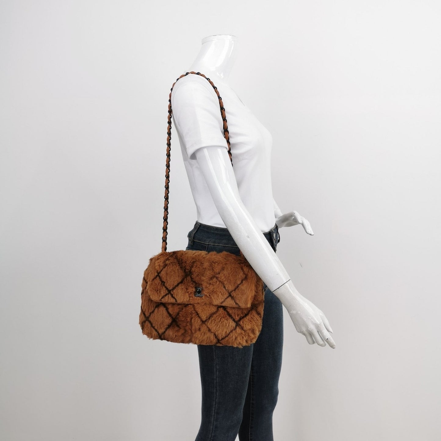 Chanel 2002 Brown Lapan Rabbit Fur   Flap Bag