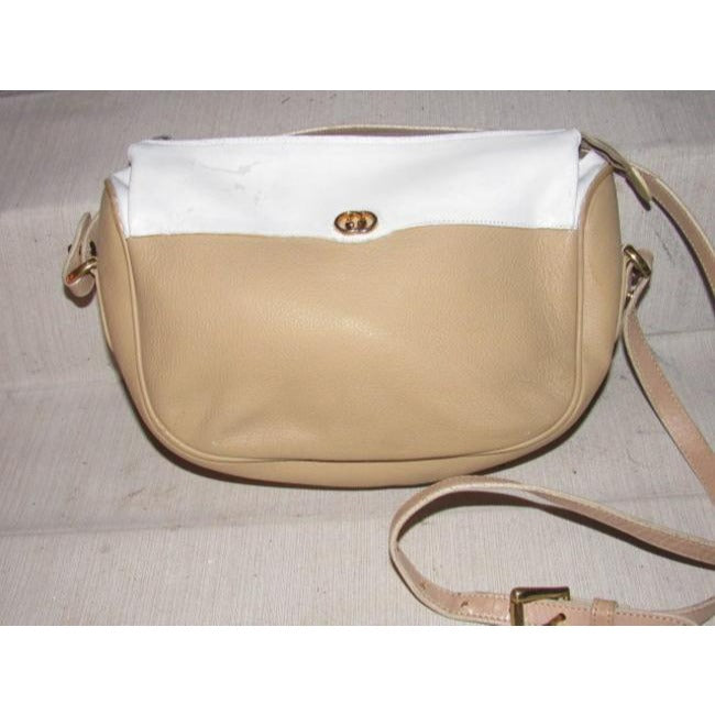 Gucci   White And Camel Leather Cross Body Bag