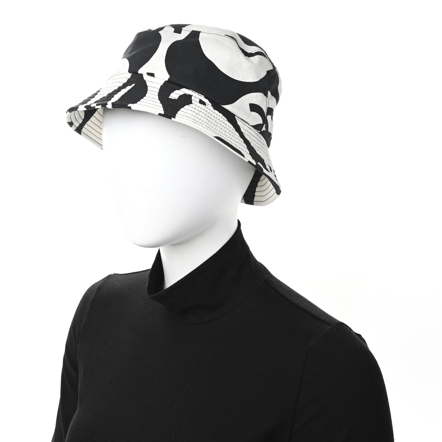Chanel Cotton CC Bucket Hat Black White